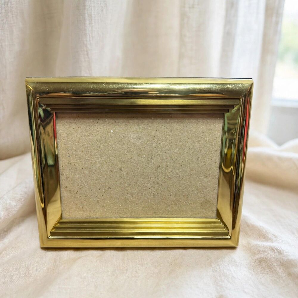 Burnes of Boston Gold Brass Picture Frame 5x7 Vintage 1997 Elegant Tabletop